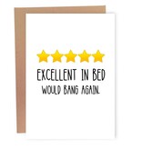 Sleazy Greetings Greeting Card: Excellent In Bed