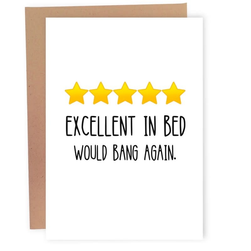 Sleazy Greetings Greeting Card: Excellent In Bed