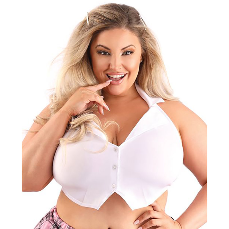 Fantasy Lingerie Play White Collared Halter Top
