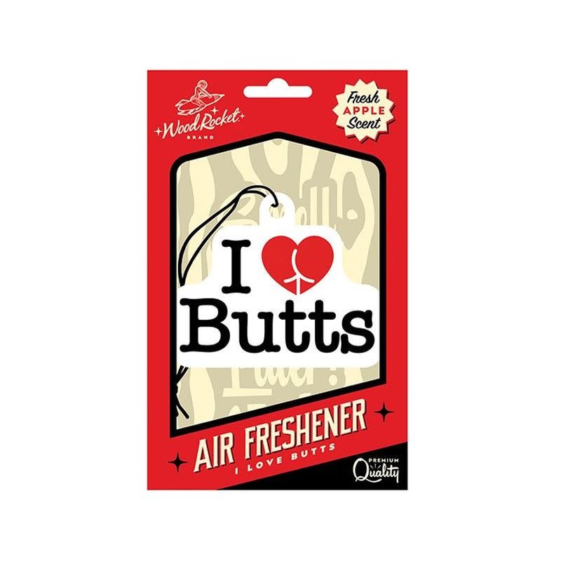 Wood Rocket Air Freshener: I Love Butts (Apple Scent)