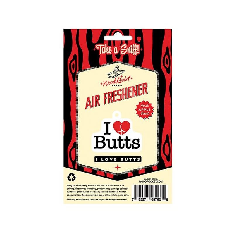 Wood Rocket Air Freshener: I Love Butts (Apple Scent)