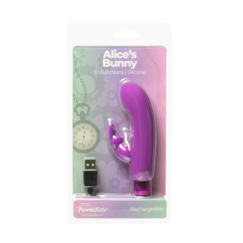 BMS Enterprises PowerBullet Alice's Bunny: Compact Dual Vibrator (Purple)