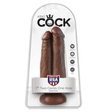 Pipedream Products King Cock 7" Two Cocks One Hole Dildo (Brown)