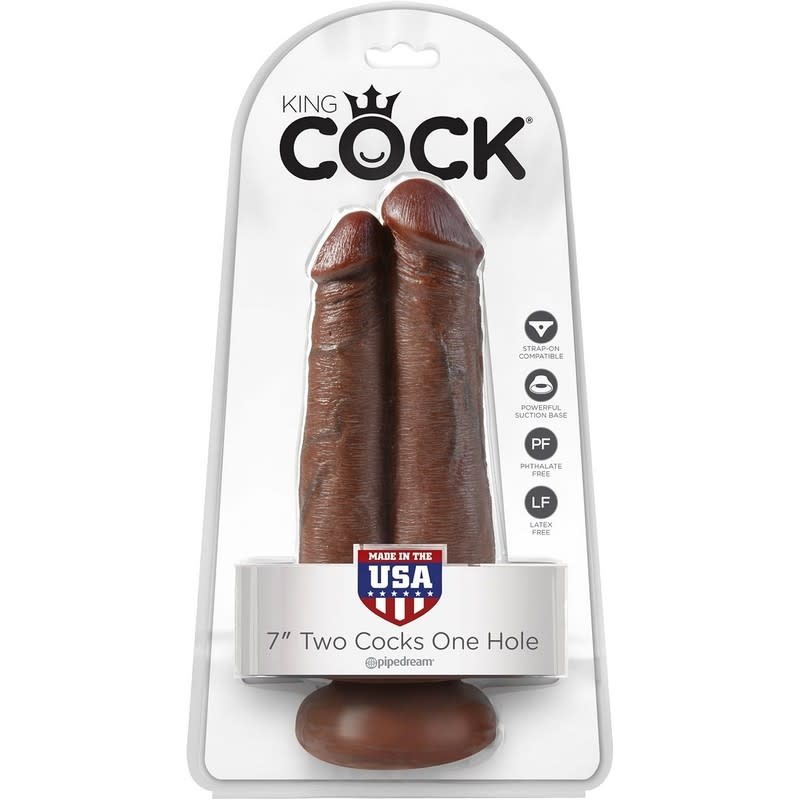 Pipedream Products King Cock 7" Two Cocks One Hole Dildo (Brown)
