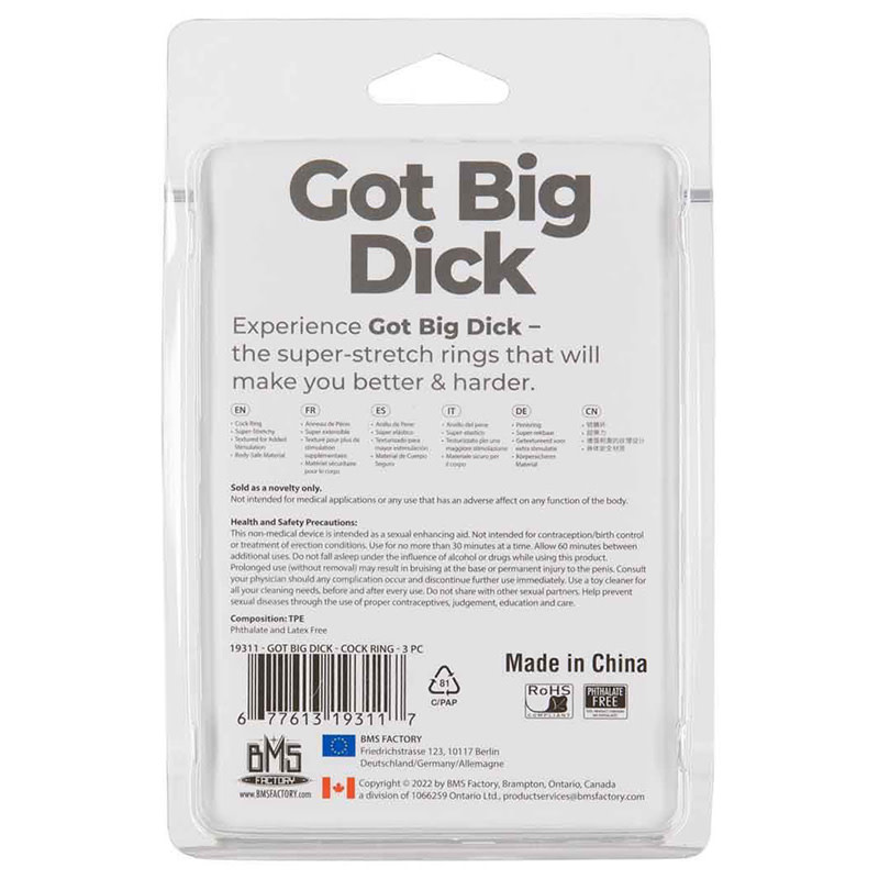 BMS Enterprises Got Big Dick Cock Rings – 3 Pack