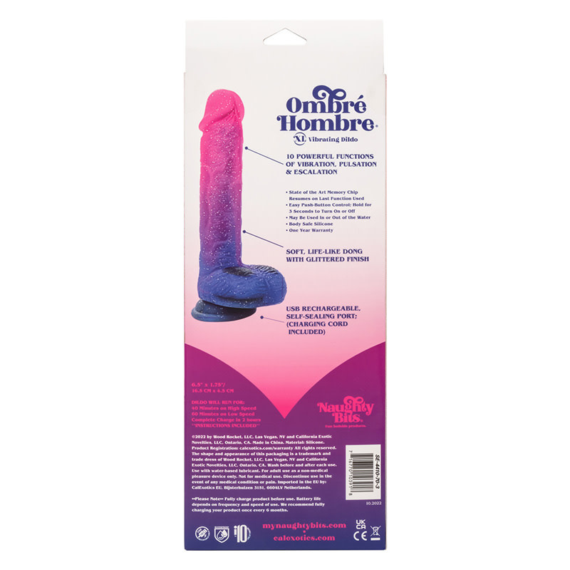 Cal Exotics Naughty Bits Ombré Hombre XL Vibrating Dildo