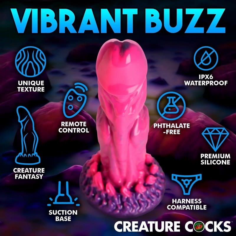 XR Brands Creature Cocks: Xenox Vibrating Silicone Dildo with R/C