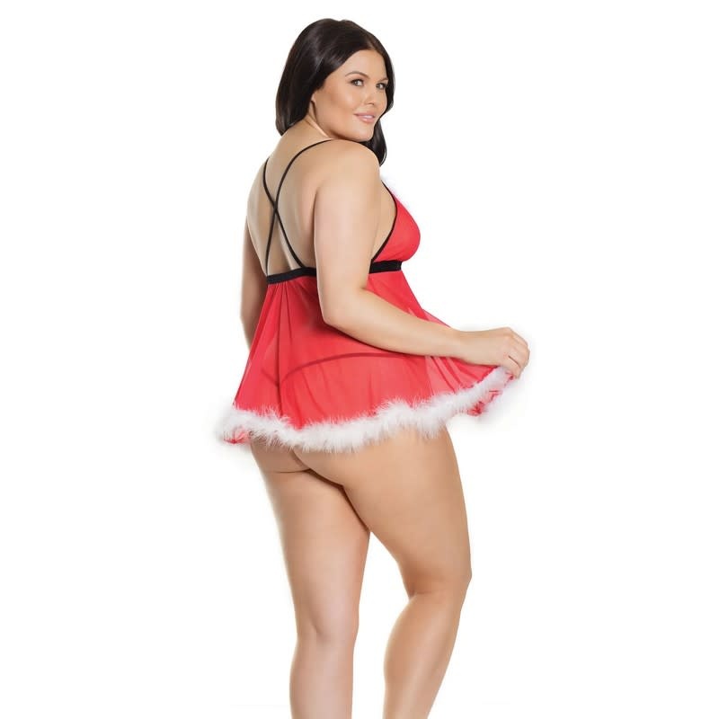 Coquette International Lingerie Santa Babydoll and G-String Set
