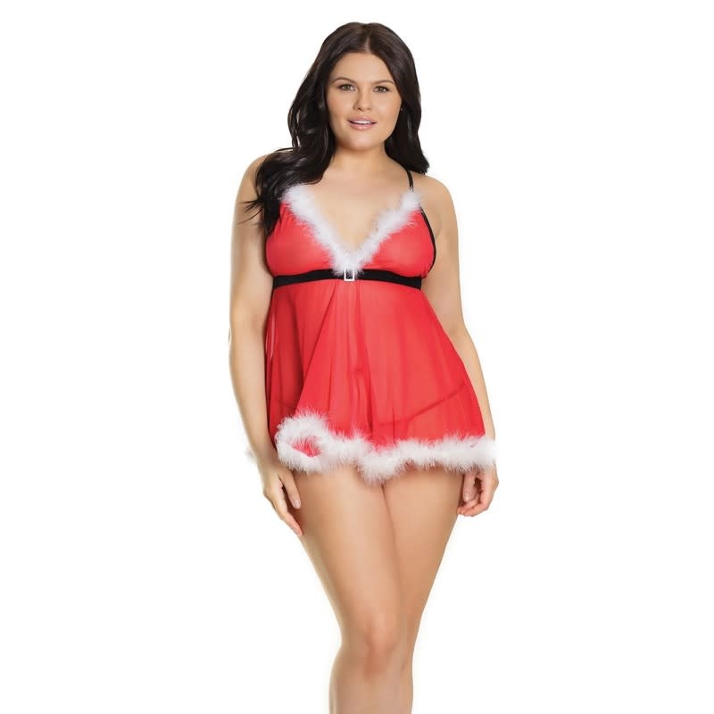 Coquette International Lingerie Santa Babydoll and G-String Set