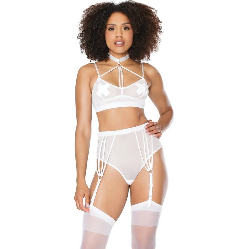 Coquette International Lingerie Opaque Floral Lace & Sheer Mesh Bra Set