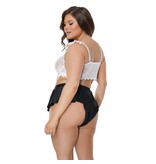 Coquette International Lingerie Scalloped Stretch Lace Crop Top & Black Shorts