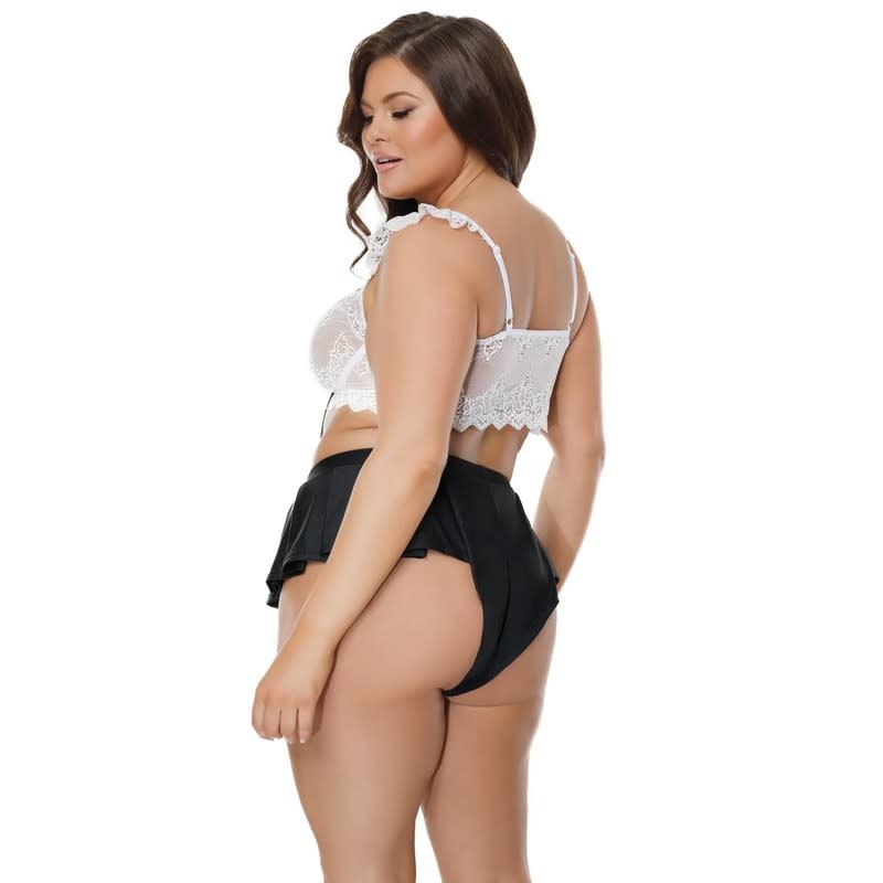 Coquette International Lingerie Scalloped Stretch Lace Crop Top & Black Shorts