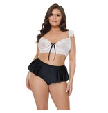 Coquette International Lingerie Scalloped Stretch Lace Crop Top & Black Shorts