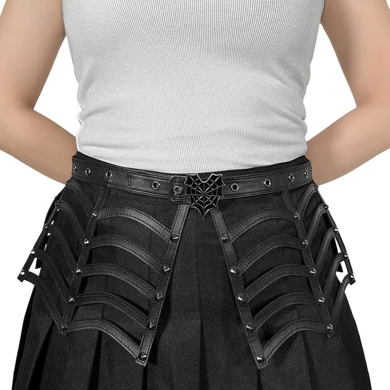Pleaser USA Demonia Faux Leather Spiderweb Cut Out Belt