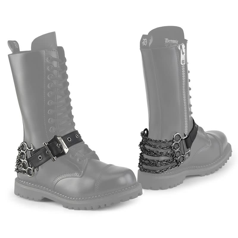 Pleaser USA Demonia Faux Leather Brass Knuckle Boot Harnesses