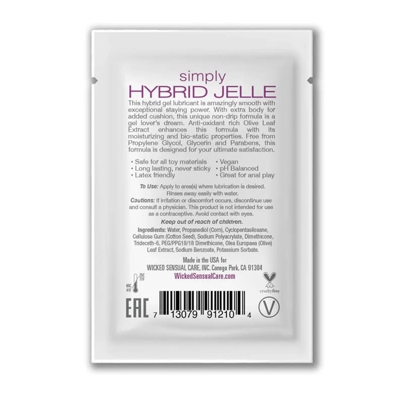Wicked Sensual Care Simply Hybrid Jelle Lubricant Foil Pack 0.1 oz (3 ml)