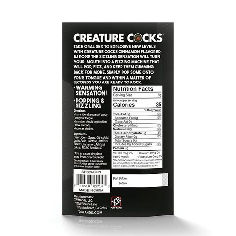 XR Brands Creature Cocks BJ Pops: Warming Cinnamon