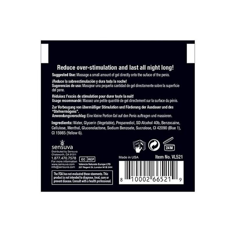 Sensuva ON for Him Bold Delay Gel Foil Pack 0.2 oz (6 ml)