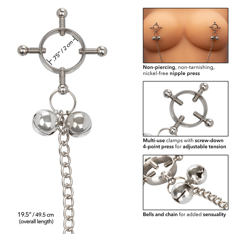 Cal Exotics Nipple Grips 4-Point Nipple Press with Bells