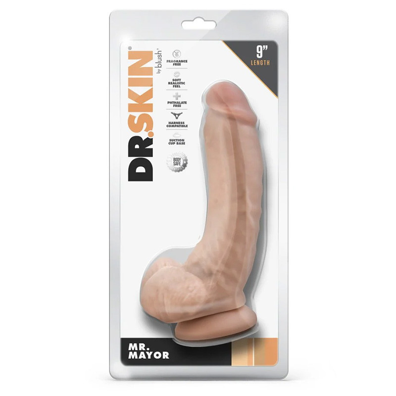 Blush Novelties Dr. Skin Mr. Mayor 9" Dildo w/ Balls