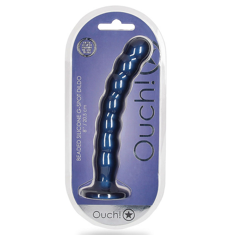 Shots America Toys Ouch! 8'' Beaded G-Spot Dildo (Blue)