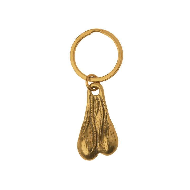 XR Brands Big Nuts Brass Keychain