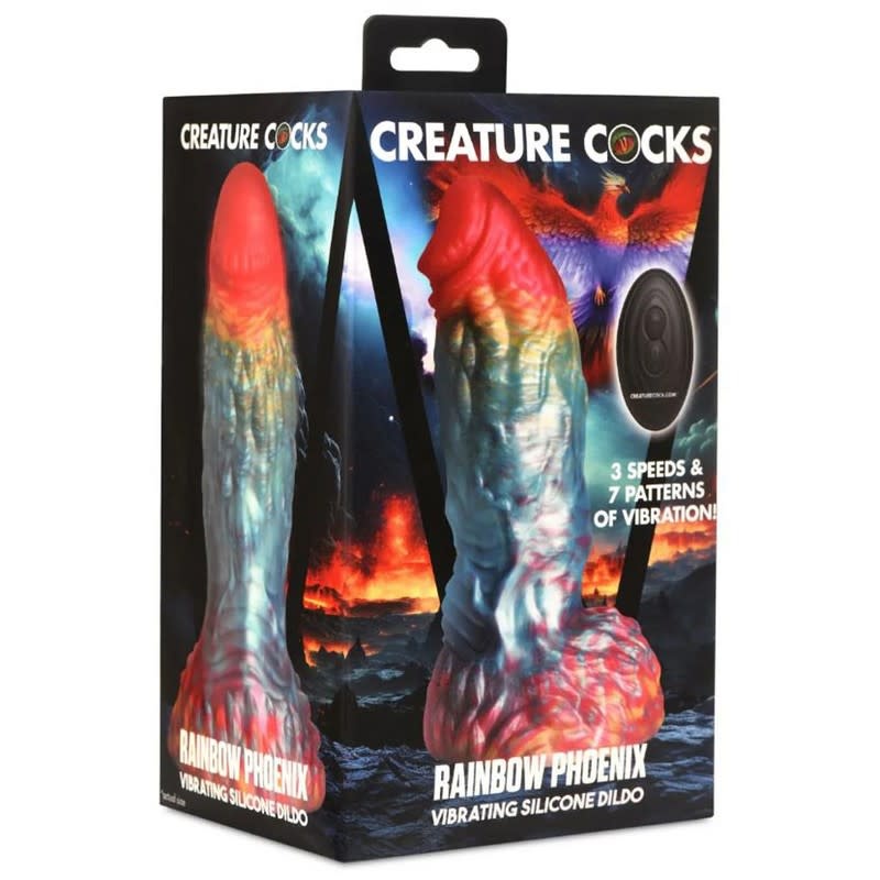XR Brands Creature Cocks: Rainbow Phoenix Vibrating Silicone Dildo
