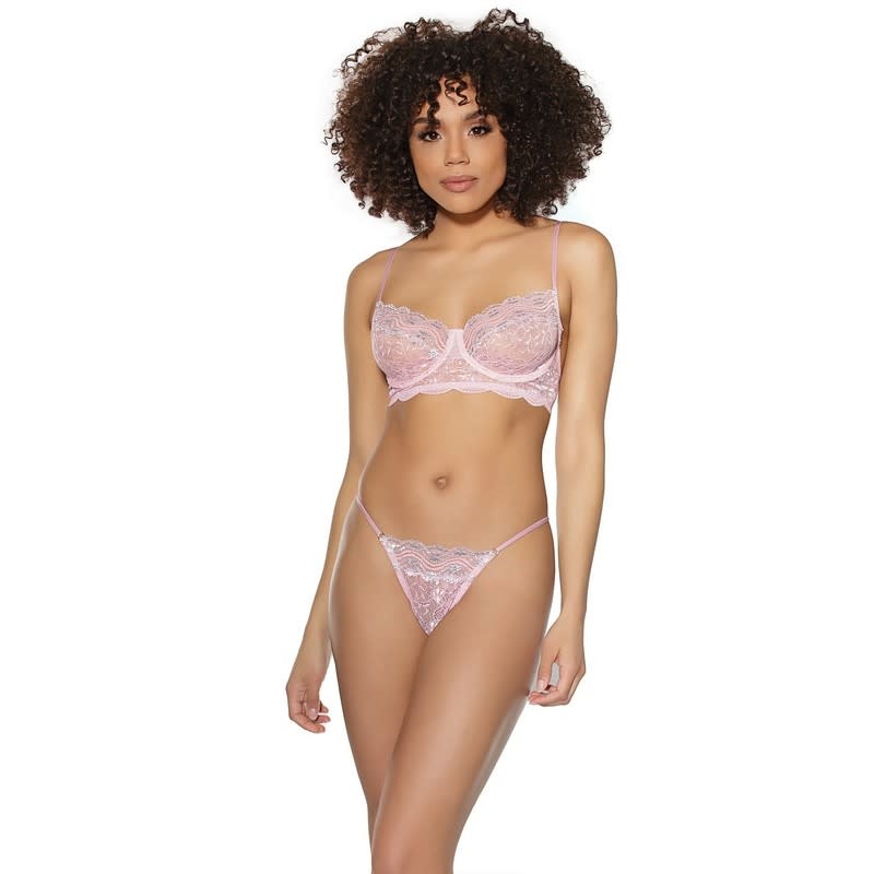 Coquette International Lingerie Crystal Visions Pink Bra & G-String