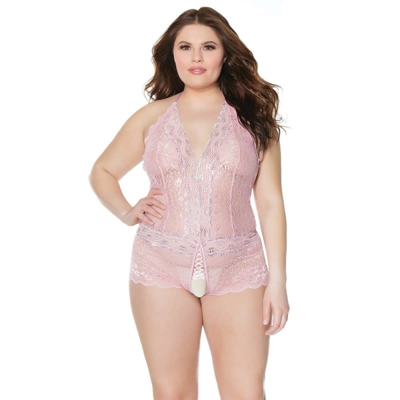 Coquette International Lingerie Crystal Dreams Pink Teddy