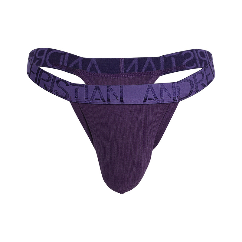 Andrew Christian Menswear Deluxe Rib Thong w/ ALMOST NAKED (Purple)