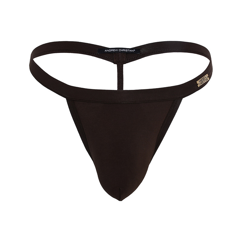 Andrew Christian Menswear "SEX" Bamboo Thong w/ ALMOST NAKED (Brown)