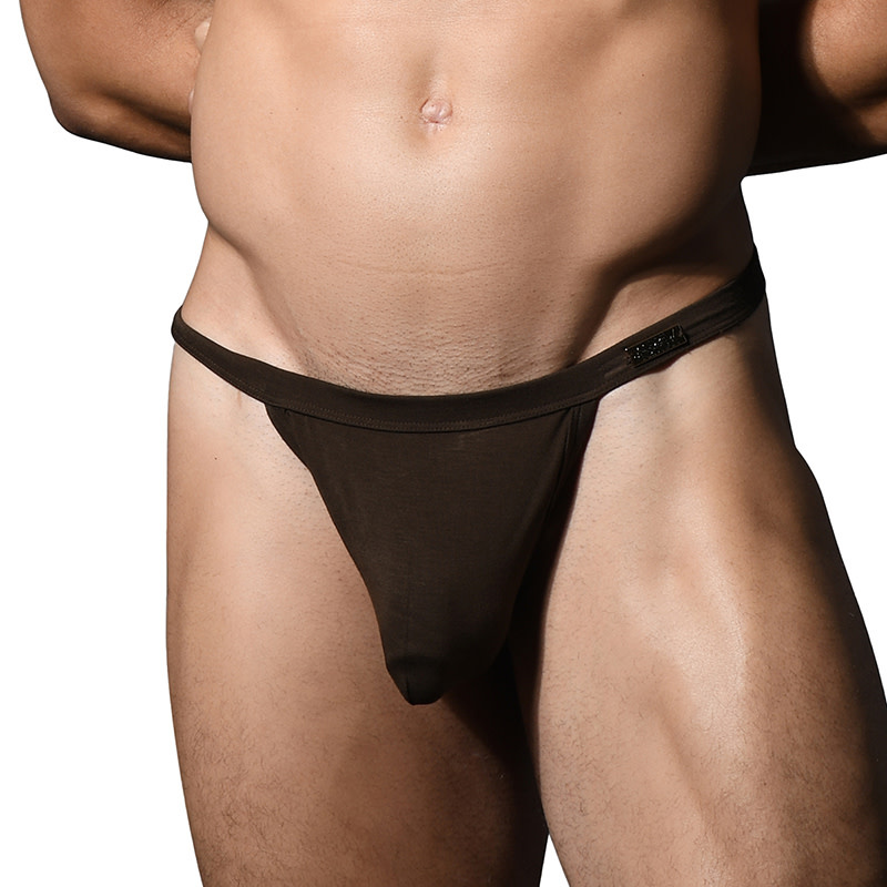 Andrew Christian Menswear "SEX" Bamboo Thong w/ ALMOST NAKED (Brown)