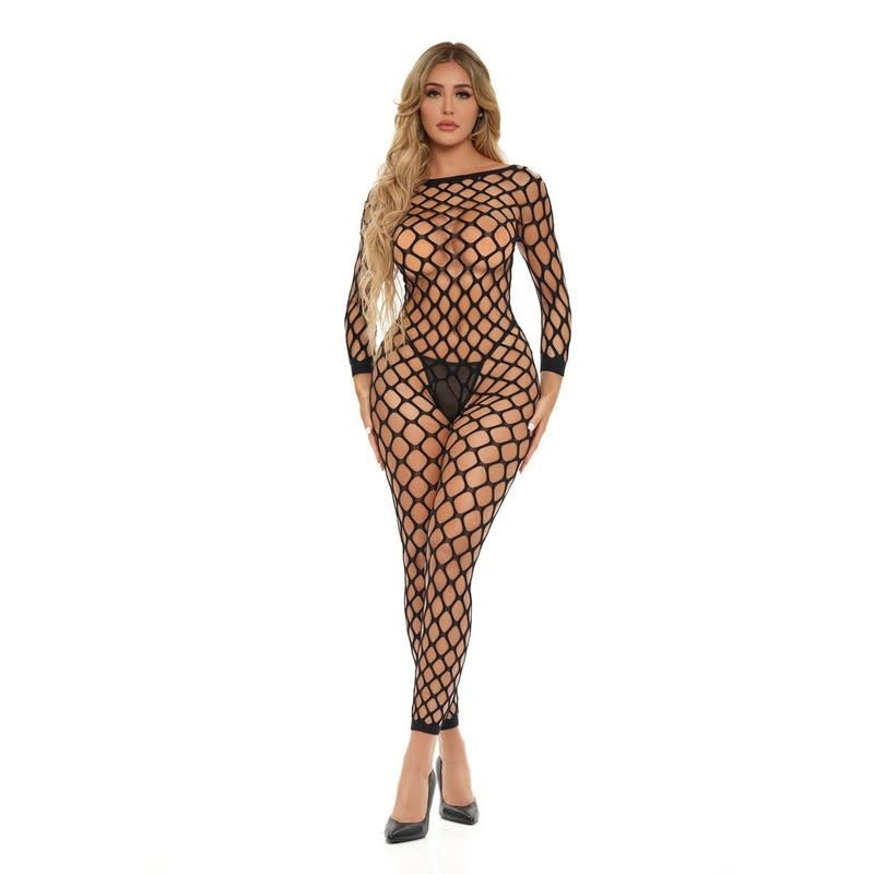 Pink Lipstick Swipe Right Crotchless Bodystocking