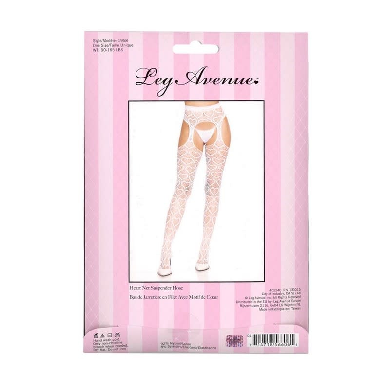 Leg Avenue Amore Heart Net Suspender Pantyhose (White)