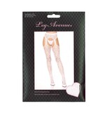 Leg Avenue Amore Heart Net Suspender Pantyhose (White)