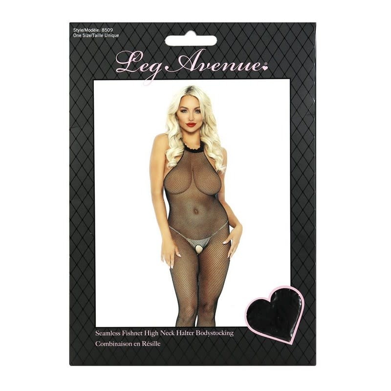 Leg Avenue It's Fate Fishnet Halter Bodystocking (Black)
