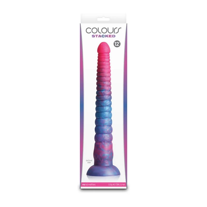 NS Novelties Colours Stacked 12" Silicone Dildo (Pink-Blue)