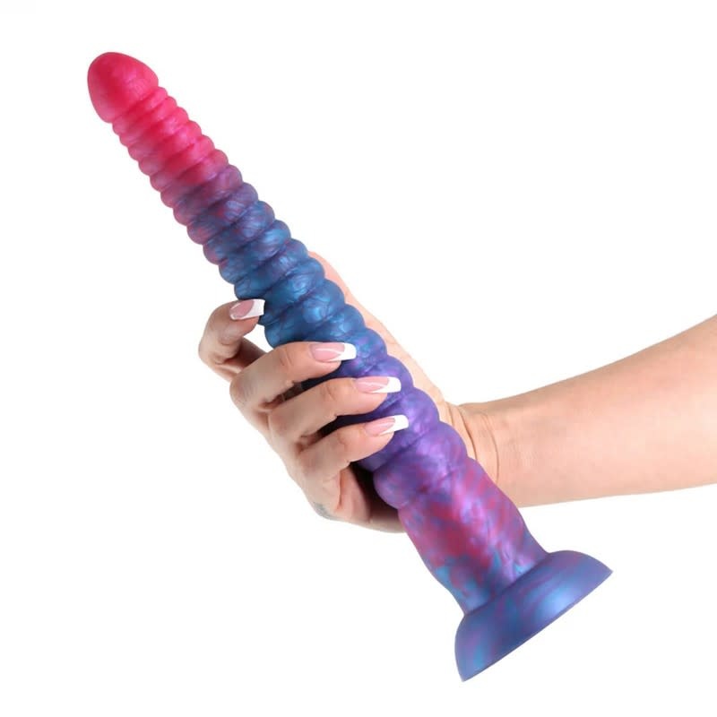 NS Novelties Colours Stacked 12" Silicone Dildo (Pink-Blue)