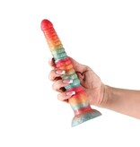 NS Novelties Colours Stacked 9" Silicone Dildo (Red-Gold)