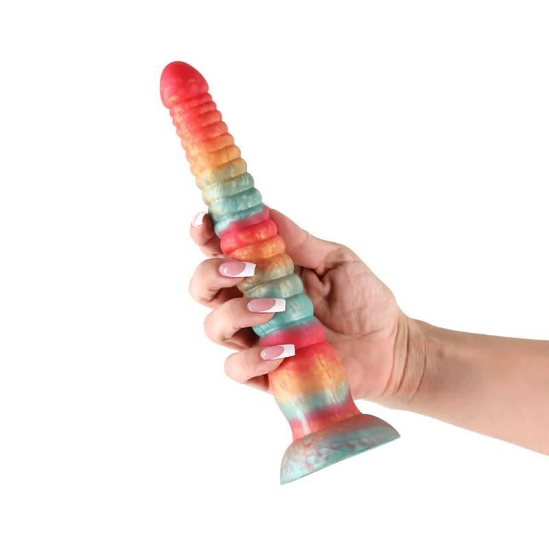 NS Novelties Colours Stacked 9" Silicone Dildo (Red-Gold)