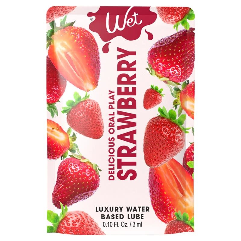 Wet Lubricants Wet Flavoured Lubricant Strawberry Foil Pack 0.1 oz (3 ml)