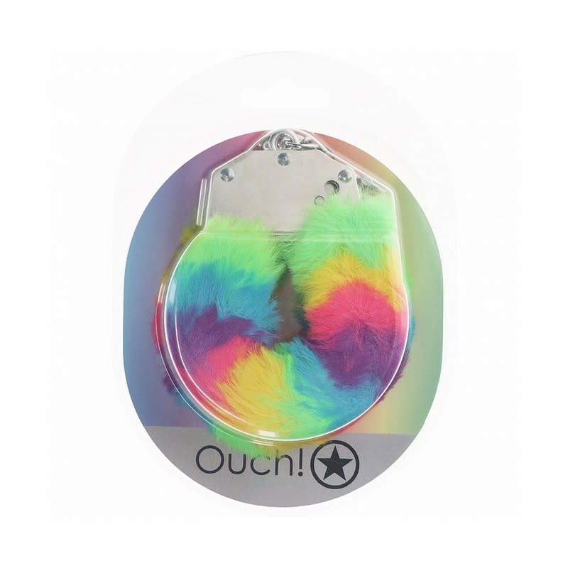 Shots America Toys Ouch! Heavy Duty Fluffy Cuffs (Rainbow)