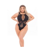 Pink Lipstick Duchess High Neck Teddy (Black)