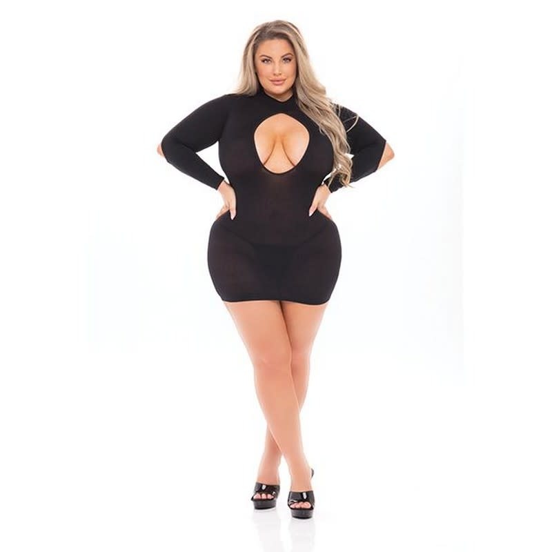 Pink Lipstick Devilish Backless Dress (Black)