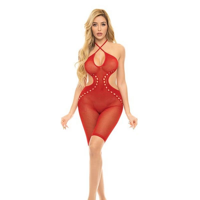 Pink Lipstick Fill Me In Bodystocking (Red)