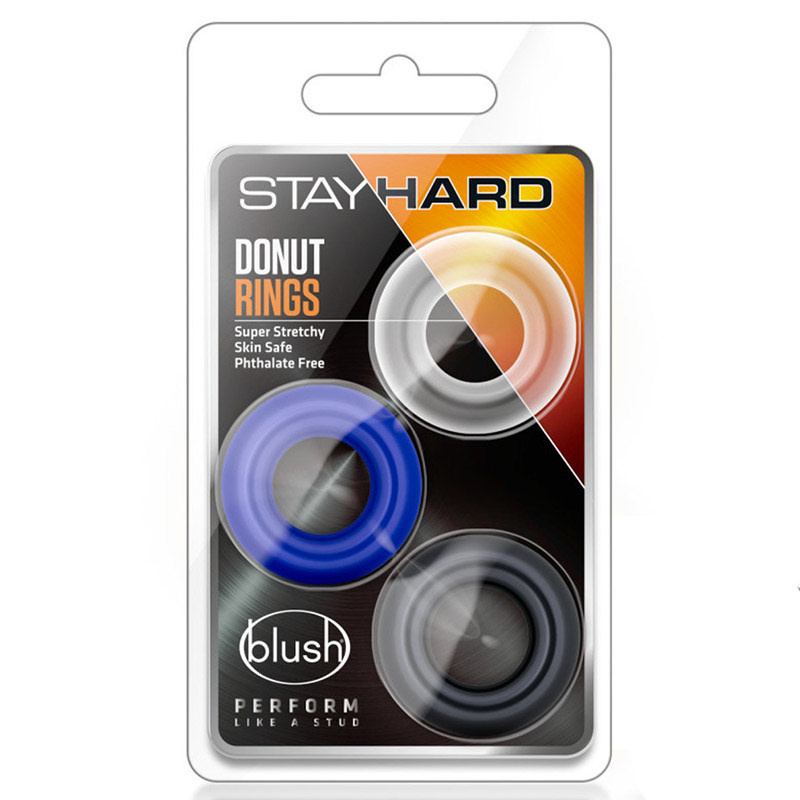 Blush Novelties Stay Hard Donut Cock Rings (Tricolor)