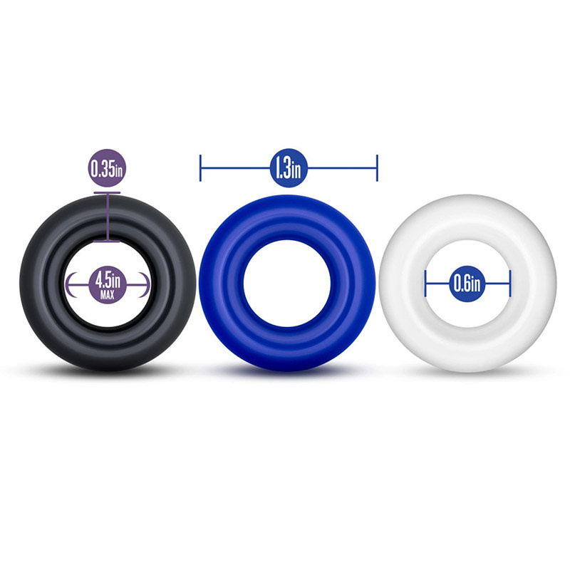Blush Novelties Stay Hard Donut Cock Rings (Tricolor)