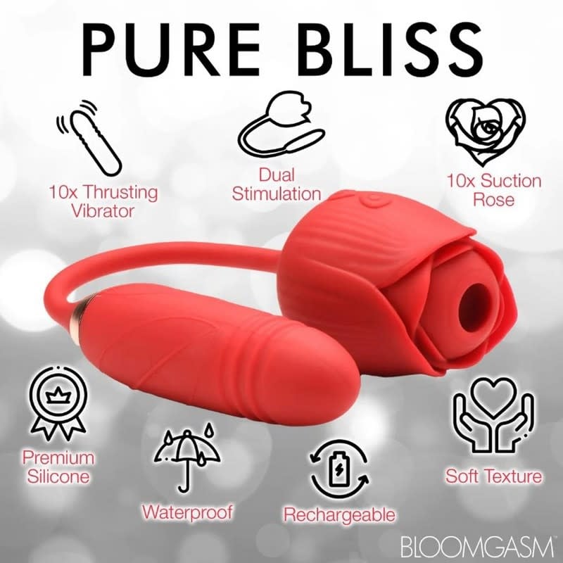 XR Brands Bloomgasm Romping Rose 10X Air Pulse & Thruster