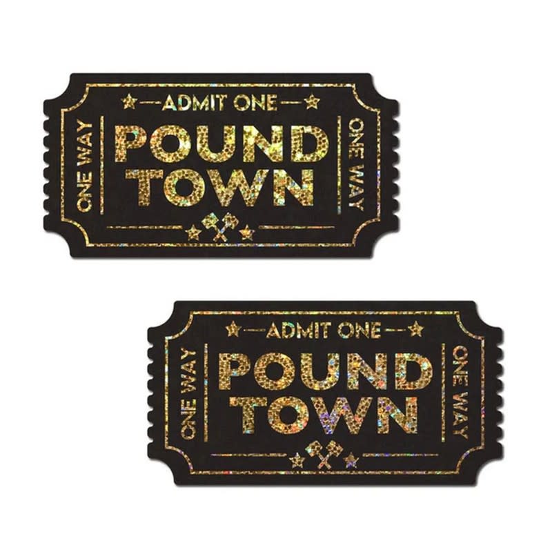 Pastease Brand One-Way Ticket to Pound Town Pasties (Gold Glitter)