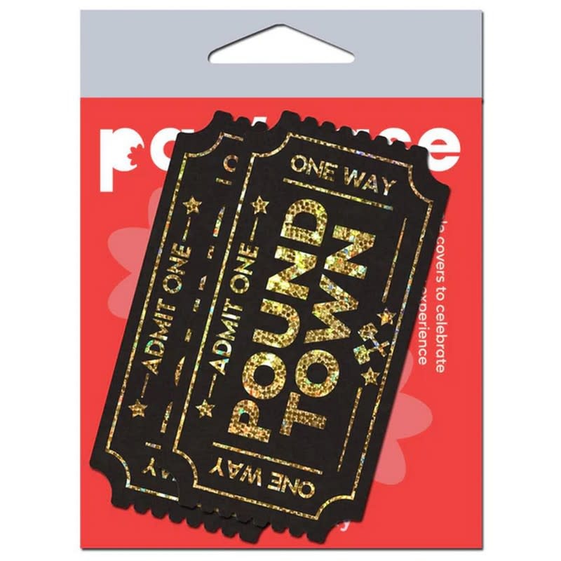 Pastease Brand One-Way Ticket to Pound Town Pasties (Gold Glitter)